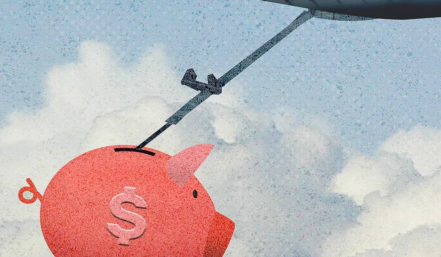 Defense spending and KC-46A Tanker Save Illustration by Greg Groesch/The Washington Times