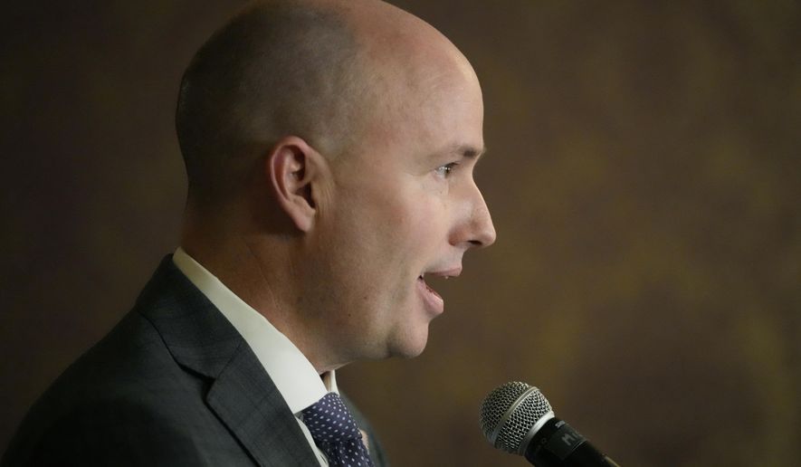 Utah Gov. Spencer Cox speaks during a news conference at the state Capitol on Friday, March 3, 2023, in Salt Lake City. Cox signed legislation on Wednesday, March 15 that will effectively ban clinics from providing abortions, setting off a rush of confusion among clinics, hospitals and prospective patients in the deeply Republican state. (AP Photo/Rick Bowmer, File)