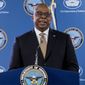 Secretary of Defense Lloyd Austin, speaks during a briefing with Chairman of the Joint Chiefs, Gen. Mark Milley at the Pentagon in Washington, Wednesday, March 15, 2023. (AP Photo/Andrew Harnik)