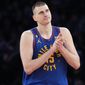 Denver Nuggets center Nikola Jokic during the second half of an NBA basketball game against the New York Knicks, Saturday, March 18, 2023, at Madison Square Garden in New York. The Knicks won 116-110. (AP Photo/Mary Altaffer)