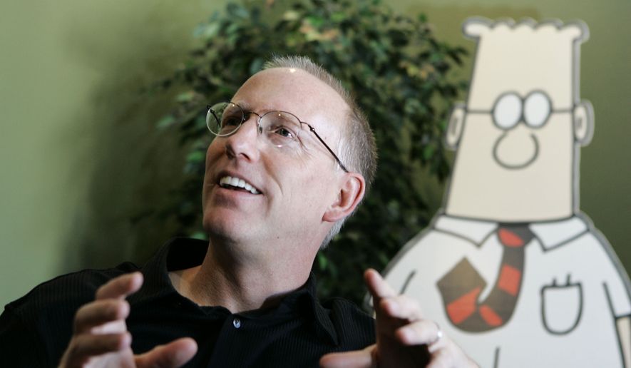 Scott Adams, creator of the comic strip Dilbert, talks about his work at his studio in Dublin, Calif., on Oct. 26, 2006. Adams experienced possibly the biggest repercussion of his recent comments about race when distributor Andrews McMeel Universal announced Sunday, Feb. 26, it would no longer work with the cartoonist. (AP Photo/Marcio Jose Sanchez, File)