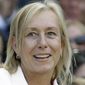 Tennis great Martina Navratilova is shown in the royal box on Centre Court at the All England Lawn Tennis Championships in Wimbledon, London, Saturday July 4, 2015. Navratilova says she has been told by doctors that, “as far as they know, I’m cancer-free,” and that she should be “good to go” after some additional radiation treatment. The 66-year-old Navratilova, an 18-time Grand Slam singles champion and member of the International Tennis Hall of Fame, discussed her health in an interview with Piers Morgan on TalkTV scheduled to be aired Tuesday, March 21, 2023.(AP Photo/Tim Ireland, File) **FILE**