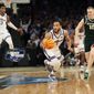 Kansas State guard Markquis Nowell (1) steals the ball from Michigan State forward Malik Hall in overtime of a Sweet 16 college basketball game in the East Regional of the NCAA tournament at Madison Square Garden, Thursday, March 23, 2023, in New York. (AP Photo/Frank Franklin II)