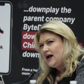 Rep. Kat Cammack, R-Fla., questions TikTok CEO Shou Zi Chew during a hearing of the House Energy and Commerce Committee, on the platform&#x27;s consumer privacy and data security practices and impact on children, Thursday, March 23, 2023, on Capitol Hill in Washington. (AP Photo/Alex Brandon)