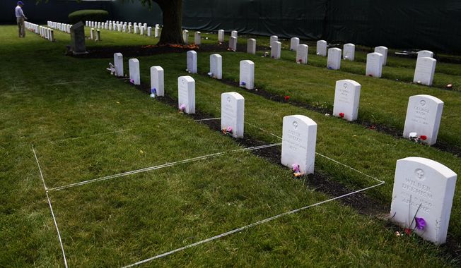 Headstones are seen at the cemetery of the U.S. Army&#x27;s Carlisle Barracks, Friday, June 10, 2022, in Carlisle, Pa. A Native American tribe in South Dakota is pressing federal authorities to return to them the remains of a 13-year-old boy who died soon after arriving at a federal boarding school for indigenous children in November 1879. The Sisseton Wahpeton Oyate wrote to the head of the U.S. Army&#x27;s cemetery office this week, Friday, March 24, 2023, demanding movement on their effort to have the remains of Amos LaFromboise repatriated from a graveyard at the Carlisle Barracks.(AP Photo/Matt Slocum)