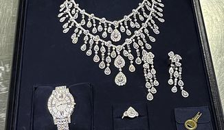 This photo provided by Brazil’s Federal Revenue Department shows jewelry seized by customs authorities at Guarulhos International Airport in Sao Paulo, Brazil, the week of March 24, 2023. The jewelry is part of an investigation into gifts received by former Brazilian President Jail Bolsonaro during his presidency. (Brazil&#x27;s Federal Revenue Department via AP)