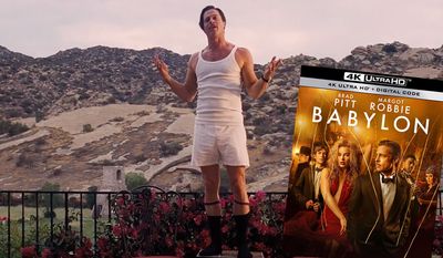 Brad Pitt as screen legend Jack Conrad in &quot;Babylon,&quot; now available in the 4K disk format from Paramount Pictures Home Entertainment.