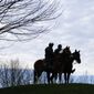Pennsylvania State Police sit atop their horses outside Beaver Stadium before an NCAA college football game between Penn State and Michigan State in State College, Pa., Saturday, Nov. 21, 2015. (AP Photo/Gene J. Puskar) **FILE**