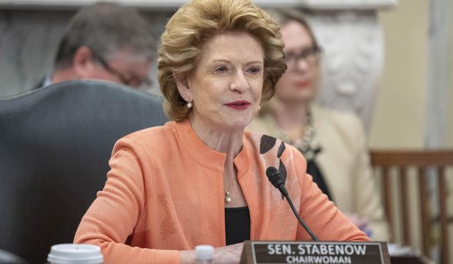 Chairwoman Sen. Debbie Stabenow, D-Mich., speaks during a hearing of the Senate Agriculture, Nutrition, and Forestry Committee to examine the Department of Agriculture, on Capitol Hill, March 16, 2023, in Washington. (AP Photo/Alex Brandon, File)