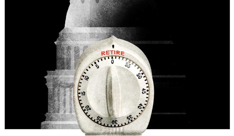 Illustration on Congress term limits by Alexander Hunter/The Washington Times