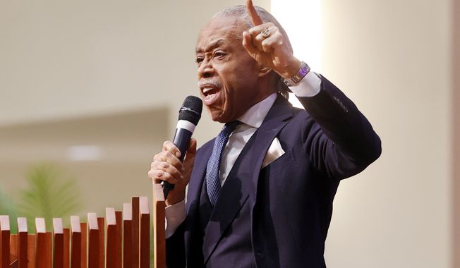 Rev. Al Sharpton delivers the eulogy during the celebration of life for Irvo Otieno at First Baptist Church in North Chesterfield, Va., on Wednesday, March 29, 2023.  Irvo Otieno, a 28-year-old Black man, died after he was pinned to the floor by seven sheriff&#x27;s deputies and several others while he was being admitted to a mental hospital. (Eva Russo/Richmond Times-Dispatch via AP)
