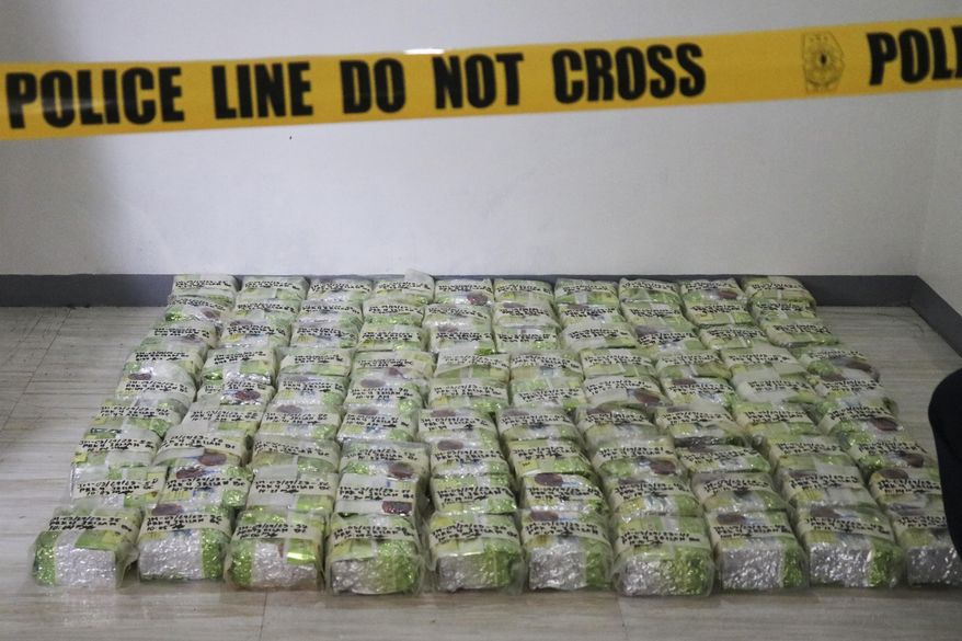 In this Police Regional Office Cordillera RPIO photo, tea bags containing suspected meth lay during a raid at a house in Baguio city, northern Philippines on Wednesday March 29, 2023. Customs and Border Protection agents on Monday seized over a ton of meth (not pictured) that smugglers were hauling in a trailer crossing the bridge from Mexico into Loredo, Texas. (Police Regional Office Cordillera RPIO via AP)