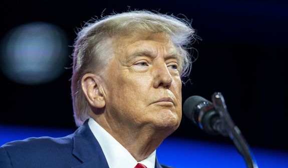Former President Donald Trump speaks at the Conservative Political Action Conference, CPAC 2023, March 4, 2023, at National Harbor in Oxon Hill, Md. (AP Photo/Alex Brandon) **FILE**
