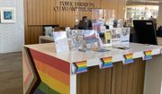 The Cleveland Park Library in Washington, D.C., put up rainbow flags and a display of pro-transgender books for youth ahead of actor Kirk Cameron&#x27;s reading of his children&#x27;s book on March 29, 2023. Photo by Elizabeth Troutman courtesy the Daily Signal.