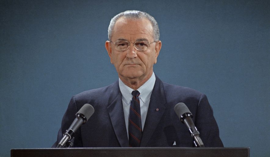 FILE - This August 1967 file photo shows President Lyndon B. Johnson. A former Texas voting official was on the record detailing how nearly three decades earlier, votes were falsified to give Johnson, then a congressman, a win that propelled the future president into the U.S. Senate. The audio recordings from Mangans interviews for that 1977 story were posted Thursday, March 30, 2023, on the LBJ Presidential Library and Museums archival website, Discover LBJ. (AP Photo, File)