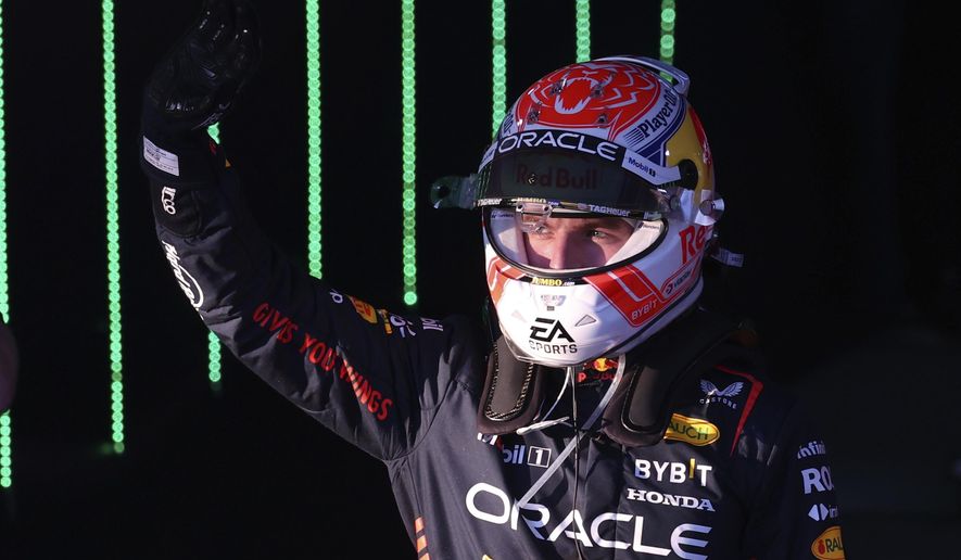 Red Bull driver Max Verstappen of Netherlands waves after winning the Australian Formula One Grand Prix at Albert Park in Melbourne, Sunday, April 2, 2023. (AP Photo/Asanka Brendon Ratnayake)