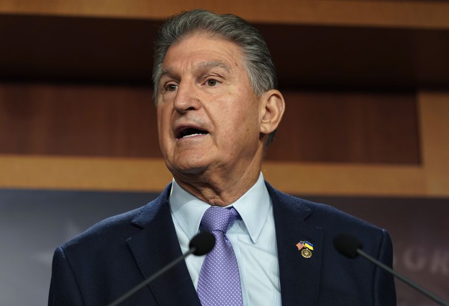 Sen. Joe Manchin, D-W.Va., speaks during a news conference Sept. 20, 2022, at the Capitol in Washington. The Biden administration is making $450 million available for solar farms and other clean energy projects across the country at the site of current or former coal mines. (AP Photo/Mariam Zuhaib, File)