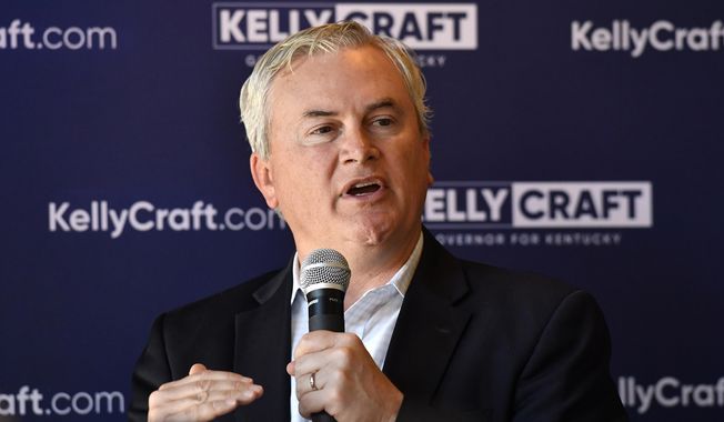 Rep. James Comer, R-Ky., speaks to supporters of Kentucky republican gubernatorial candidate Kelly Craft, during a campaign stop in Elizabethtown, Ky., Wednesday, April 12, 2023. (AP Photo/Timothy D. Easley)