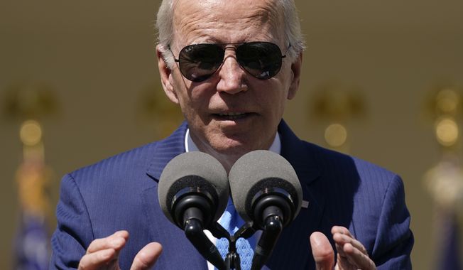 President Joe Biden speaks in the Rose Garden of the White House in Washington, Tuesday, April 18, 2023, about efforts to increase access to child care and improve the work life of caregivers. (AP Photo/Patrick Semansky)