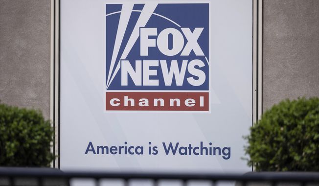 A logo of Fox News is displayed outside Fox News Headquarters in New York, Wednesday, April. 12, 2023. Dominion Voting Systems&#x27; defamation lawsuit against Fox News for airing bogus allegations of fraud in the 2020 election is set to begin trial on Tuesday, April 18, 2023, in Delaware. (AP Photo/Yuki Iwamura) **FILE**