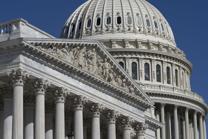 The U.S. Capitol is seen on Wednesday, April 19, 2023. Republicans are jump-starting an immigration and border enforcement package. The House Judiciary Committee will be digging into a proposal that would remake immigration law, including giving the Homeland Security secretary the power to stop migrants from entering the United States if the secretary determines the U.S. has lost “operational control” of the border. (AP Photo/J. Scott Applewhite)