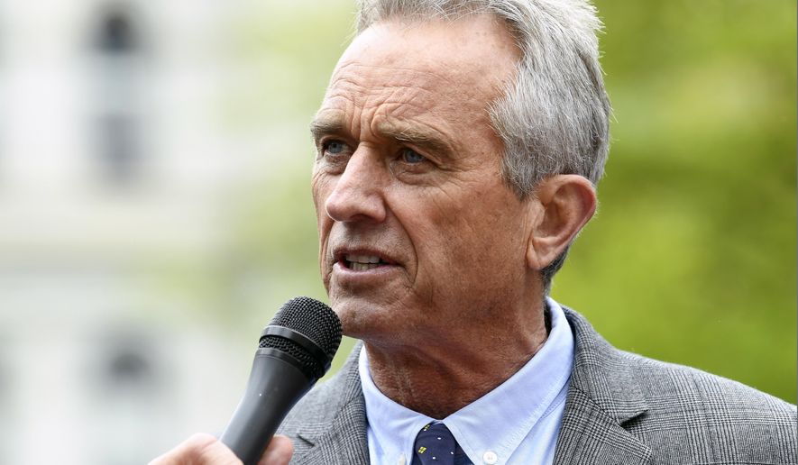 Attorney Robert F. Kennedy Jr. speaks at the New York State Capitol, May 14, 2019, in Albany, N.Y. Anti-vaccine activist Robert F. Kennedy Jr. launched his longshot bid to challenge President Joe Biden for the Democratic nomination next year. Kennedy, a member of one of the country’s most famous political families who has in recent years been linked to some far-right figures, kicked off his campaign in Boston on Wednesday, April 19, 2023. (AP Photo/Hans Pennink, File)