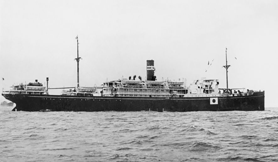 This photo provided by the Australian War Memorial shows the Montevideo Maru. A team of explorers announced it found the sunken Japanese ship that was transporting Allied prisoners of war when it was torpedoed off the coast of the Philippines in 1942, resulting in Australia's largest maritime wartime loss with a total of 1,080 lives. (Australian War Memorial via AP)