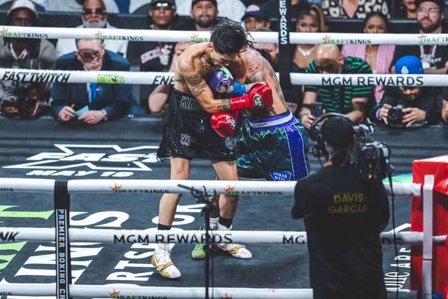 LAS VEGAS, NEVADA APRIL 22: Baltimore, Maryland native Gervonta Davis (28-0) took on Ryan Garcia (23-0) from T-Mobile Arena on April 22, 2023 in Las Vegas, Nevada. Davis and Garcia are ranked among the top 5 in the lightweight boxing class. (Photo by Robert Banez/All-Pro Reels)