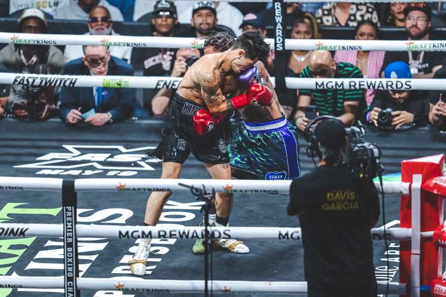 LAS VEGAS, NEVADA APRIL 22: Baltimore, Maryland native Gervonta Davis (28-0) took on Ryan Garcia (23-0) from T-Mobile Arena on April 22, 2023 in Las Vegas, Nevada. Davis and Garcia are ranked among the top 5 in the lightweight boxing class. (Photo by Robert Banez/All-Pro Reels)