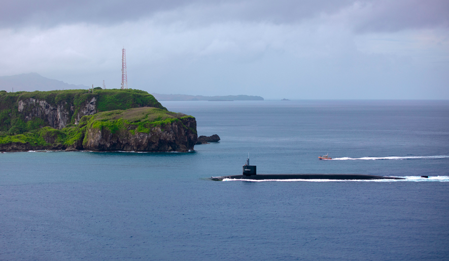 A U.S. Navy Ohio-class nuclear submarine arrived at the U.S. island of Guam. Photo courtesy of the U.S. Navy