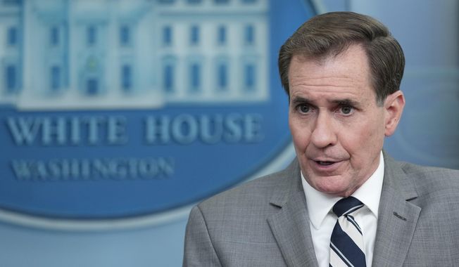 National Security Council spokesman John Kirby speaks during the daily briefing at the White House in Washington, Thursday, April 20, 2023. (AP Photo/Susan Walsh)