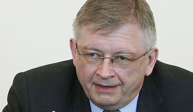 This file photo from May 12, 2015, shows Russian ambassador to Poland Sergey Andreev during a news conference in Warsaw, Poland. The Polish Foreign Ministry summoned the Russian ambassador in protest Friday after a former Russian official suggested that it would be acceptable to assassinate Poland&#x27;s ambassador to Russia. (AP Photo/Czarek Sokolowski) **FILE**