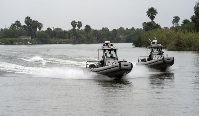 U.S. Border Patrol agents patrol the Rio Grande River in boats in Mission, Texas, Thursday, May 4, 2023. (AP Photo/Veronica G. Cardenas) **FILE**