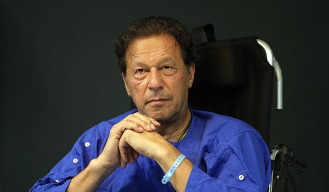 Former Pakistani Prime Minister Imran Khan speaks during a news conference in Shaukat Khanum hospital, in Lahore, Pakistan, Nov. 4, 2022. Officials from the party of Pakistan’s former Prime Minister Imran Khan say he has been arrested as he appeared in a court in the capital, Islamabad, to face charges in multiple graft cases. (AP Photo/K.M. Chaudhry, File)