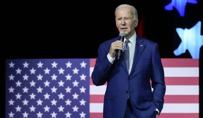 President Joe Biden speaks on the debt limit during an event at SUNY Westchester Community College, Wednesday, May 10, 2023, in Valhalla, N.Y.  (AP Photo/John Minchillo)