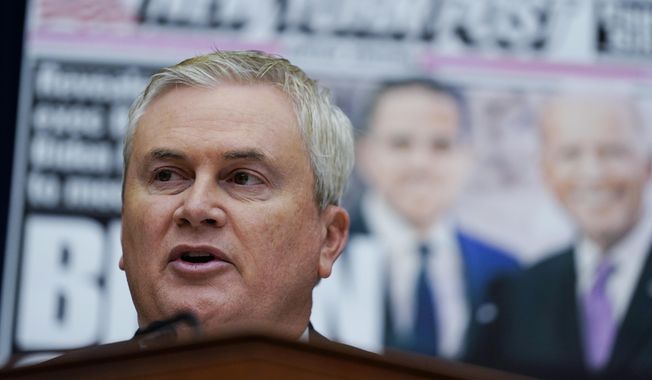 House Oversight and Accountability Committee Chairman James Comer, R-Ky., speaks during a House Committee on Oversight and Accountability hearing on Capitol Hill, Feb. 8, 2023, in Washington. Facing growing pressure to show progress in their investigations, House Republicans this week plan to detail what they say are concerning new findings about President Joe Biden&#x27;s family and their finances. (AP Photo/Carolyn Kaster, File)