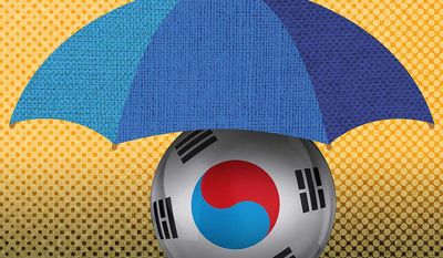 Illustration on protecting South Korea with missile defense system by Greg Groesch/The Washington Times