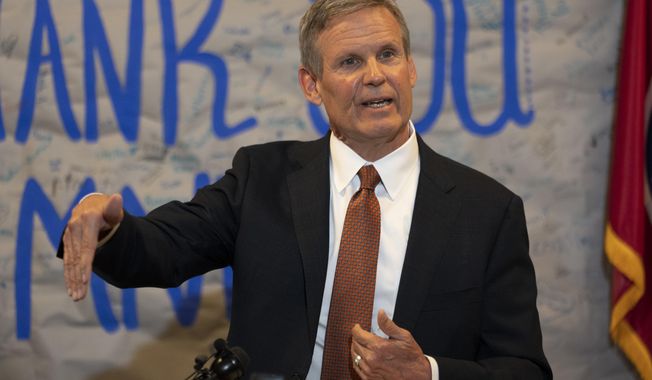 Tennessee Gov. Bill Lee responds to questions during a news conference on Tuesday, April 11, 2023, in Nashville, Tenn. (AP Photo/George Walker IV) **FILE**