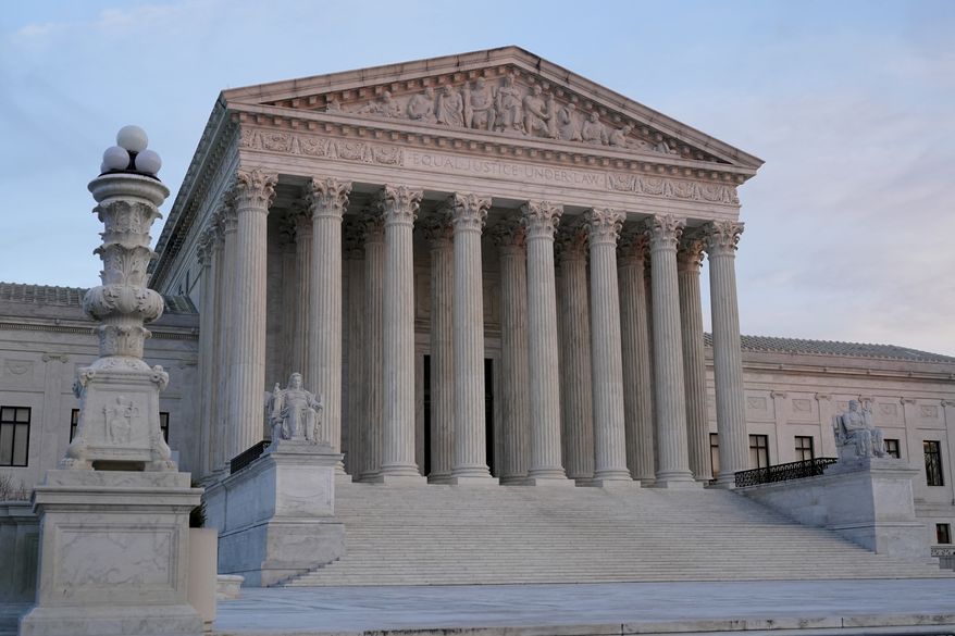 The setting sun illuminates the Supreme Court building on Capitol Hill in Washington, Jan. 10, 2023. The Supreme Court has agreed to decide whether South Carolina’s congressional districts need to be redrawn because they discriminate against Black voters. The justices said Monday they would review a lower-court ruling that found a coastal district running from Charleston to Hilton Head was intentionally redrawn to reduce the number of Black Democratic-leaning voters to make it more likely Republican candidates would win. (AP Photo/Patrick Semansky) **FILE**
