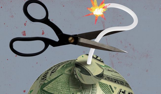 Illustration on Democratic Party slush funds by Linas Garsys/The Washington Times