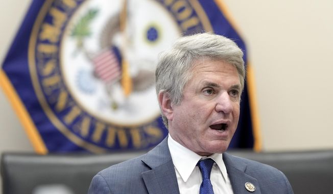 Chairman Michael McCaul, R-Texas, asks a question during the House Foreign Affairs Committee hearing on the struggles of women and girls in Afghanistan after the U.S. withdrawal, Wednesday, May 17, 2023, on Capitol Hill in Washington. (AP Photo/Mariam Zuhaib)