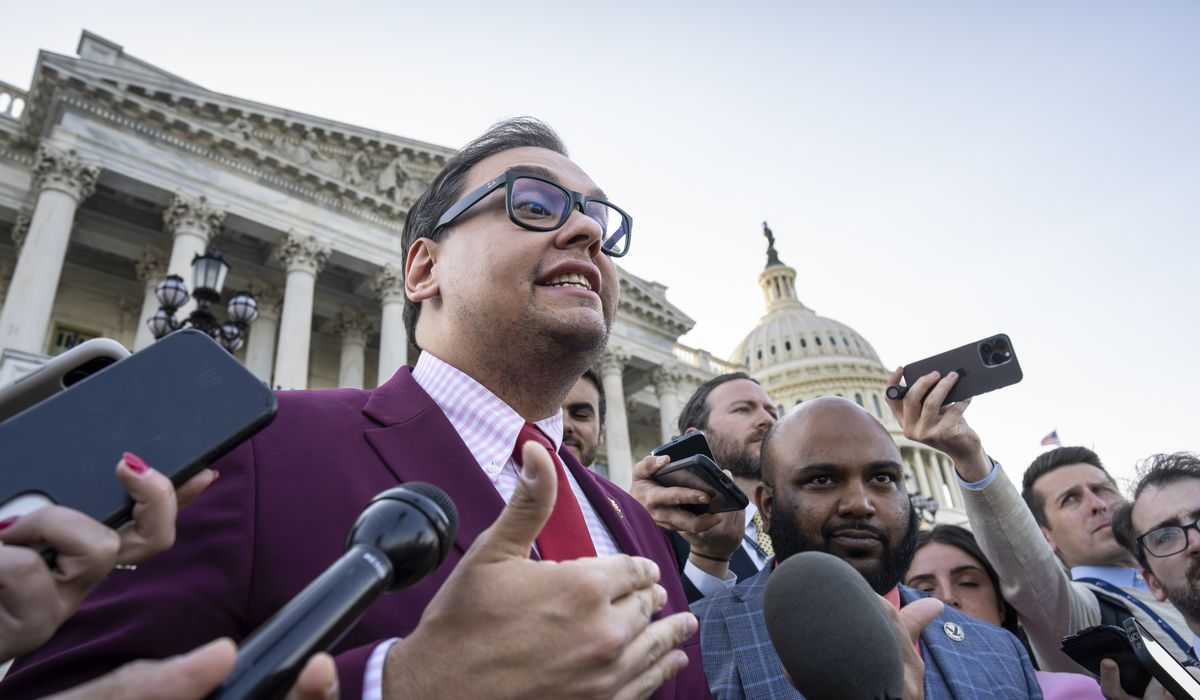 NextImg:New York Democrats heckle Rep. George Santos on U.S. Capitol steps