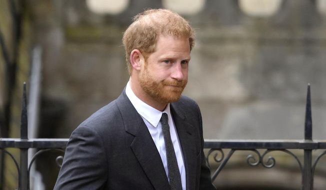 Britain&#x27;s Prince Harry arrives at the Royal Courts Of Justice in London, Thursday, March 30, 2023. A lawyer has asked a London judge to allow Prince Harry to challenge the government&#x27;s denial of his request to pay for police protection when he visits the U.K. Attorney Shaheed Fatima said Tuesday, May 16, 2023, that the government had exceeded its authority. (AP Photo/Kirsty Wigglesworth, File)