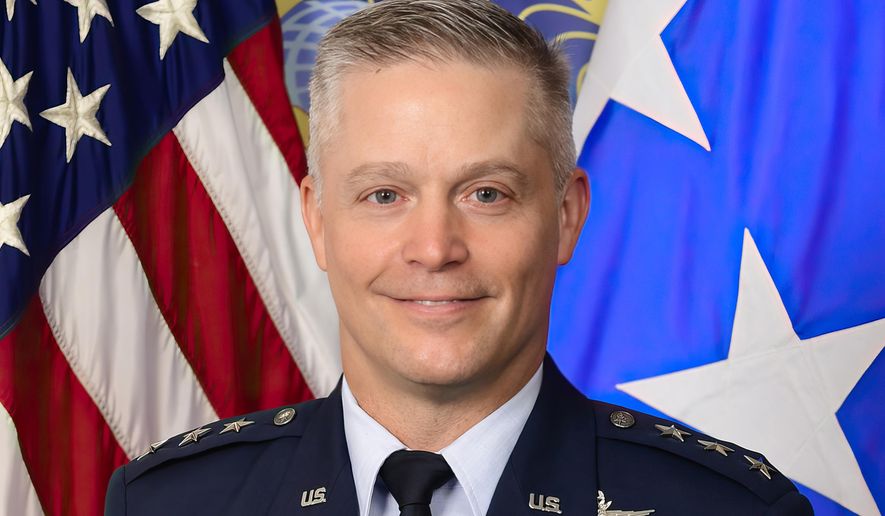 In this image provided by the U.S, Air Force, Lt. Gen. Timothy Haugh poses for a photo on Aug. 12, 2022. President Joe Biden has chosen Haugh as the new leader for the National Security Agency and U.S. Cyber Command, a joint position that oversees much of America&#x27;s cyber warfare and defense, people familiar with the matter said Tuesday, May 23, 2023. (U.S. Air Force via AP)