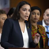 Rep. Alexandria Ocasio-Cortez, D-N.Y., speaks during a news conference by the Congressional Progressive Caucus on the threat of default, Wednesday, May 24, 2023, on Capitol Hill in Washington. (AP Photo/Jacquelyn Martin) ** FILE **
