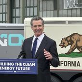 California Gov. Gavin Newsom speaks during a news conference, Thursday, May 25, 2023, in Richmond, California. Newsom updated his plan for the state to move away from fossil fuels. State regulators say California is unlikely to have an electricity shortage this summer. (AP Photo/Adam Beam)