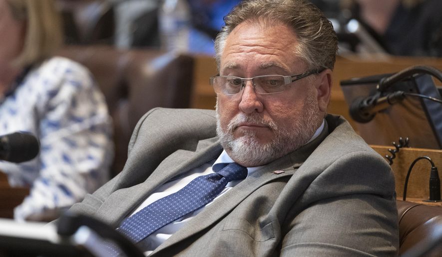 State Rep. Rob Brooks, R-Saukville, sits during the Assembly&#x27;s session on June 22, 2021, at the Capitol in Madison, Wis. Police say the drugs laced with fentanyl that killed one person and caused three more to overdose on May 5, 2023, were purchased at a bar owned by Brooks. (Mark Hoffman/Milwaukee Journal-Sentinel via AP)