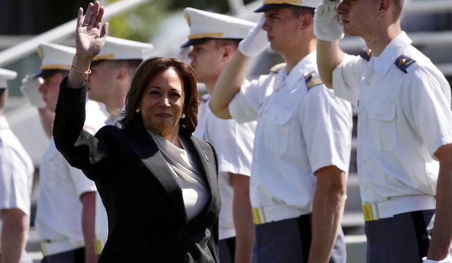 Vice President Kamala Harris arrives for the graduation ceremony of the U.S. Military Academy class of 2023 at Michie Stadium on Saturday, May 27, 2023, in West Point, N.Y (AP Photo/Bryan Woolston)