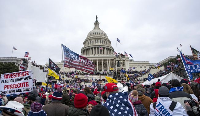 Insurrections loyal to President Donald Trump rally at the U.S. Capitol in Washington on Jan. 6, 2021. A growing number of Capitol rioters are facing hefty fines on top of prison sentences at their sentencing hearings. That&#x27;s because prosecutors appear to be ramping up efforts to prevent them from profiting from their participation in the riot on Jan. 6, 2021. An Associated Press review of court records shows prosecutors in riot cases are increasingly asking judges to impose sentences that include fines to offset donations from supporters of the rioters. (AP Photo/Jose Luis Magana, File)