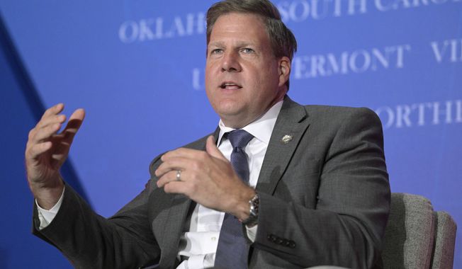 New Hampshire Gov. Chris Sununu takes part in a panel discussion during a Republican Governors Association conference on Nov. 15, 2022, in Orlando, Fla. (AP Photo/Phelan M. Ebenhack, File)